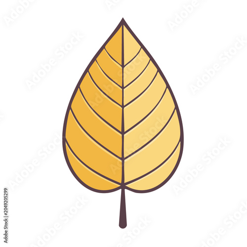 Yellow leaf icon with dark outline on transparent background
