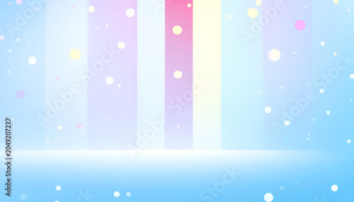 Pastel Gradient Background With Soft Bokeh Lights, Vertical Stripes and Empty Stage Backdrop