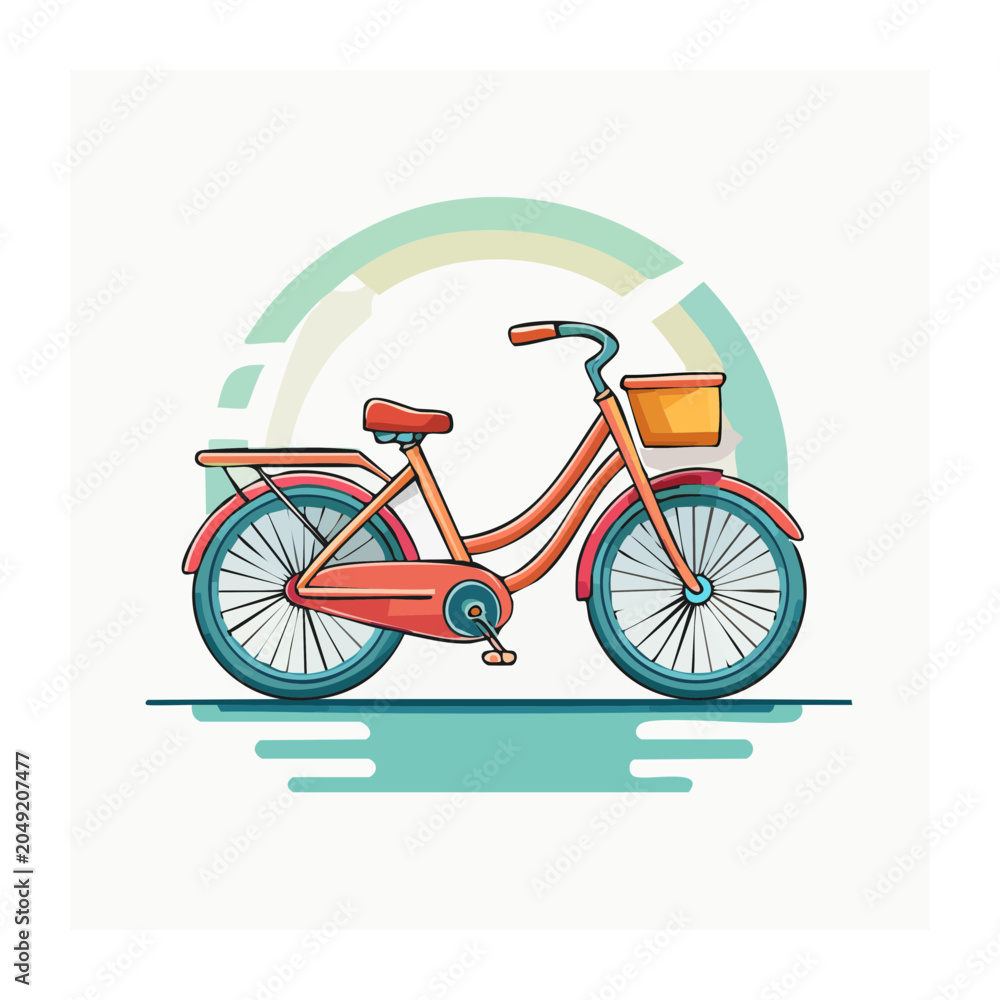 Fototapeta premium Flat design illustration of a vintage bicycle with a basket