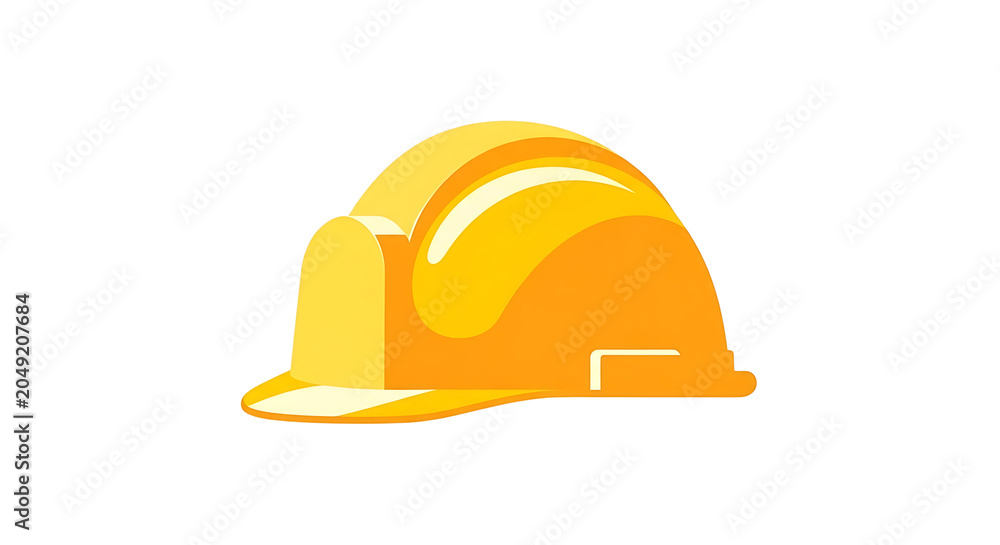 Fototapeta premium A construction worker wears a yellow hard hat on a building site.