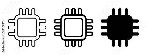 Foto CPU Chip Icons, Microprocessor Vector Graphics, Central Processing Unit Symbols