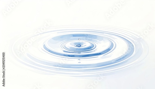 Circular blue water ripples on a white surface