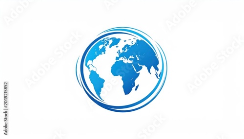Stylized blue earth globe icon for global communications.
