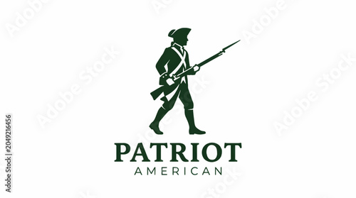 Foto Minimalist Silhouette of an 18th Century American Patriot Soldier with Musket, V