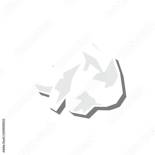 Crumpled paper ball illustration. garbage bad idea symbol crushed piece of paper decent vector Crumpled textured rubbish, damaged paper 