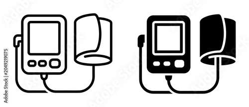 Foto Blood Pressure Monitor Icons, Medical Device Vector Graphics, Health Monitoring