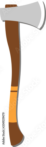 A colored illustration of a firefighter axe shown, Wood cutting symbols, Lumberjack equipment icons, Hatchet vector icons 