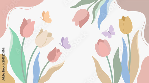Spring Blooms Pastel Floral Background Design