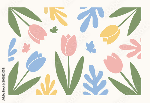 Spring Blooms Pastel Floral Background Design
