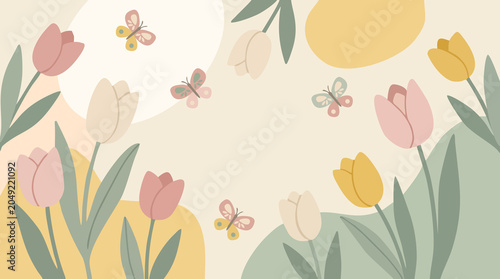 Spring Blooms Pastel Floral Background Design