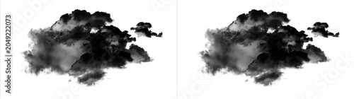 Bild auf Leinwand Black smoke cloud isolated on transparent background dark abstract smoke or fog