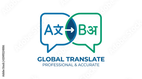Foto Global Translate Logo: Language Translation, Communication, Global Business