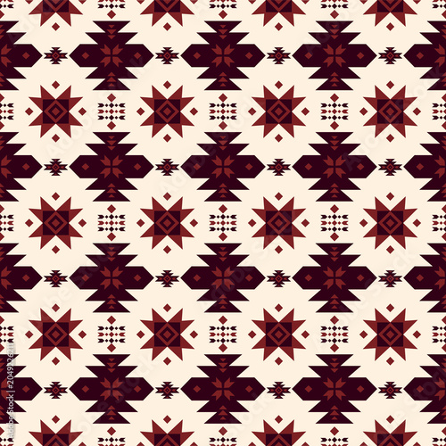 Southwest native seamless pattern ethnic tribal Aztec geometric Navajo Native American fabric earth tone design vector for textile printing