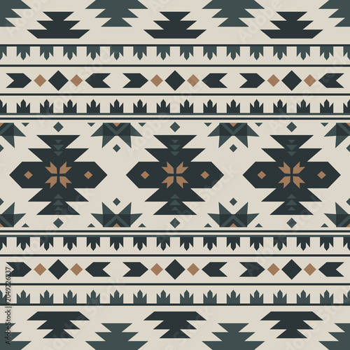 Southwest native seamless pattern ethnic tribal Aztec geometric Navajo Native American fabric earth tone design vector for textile printing