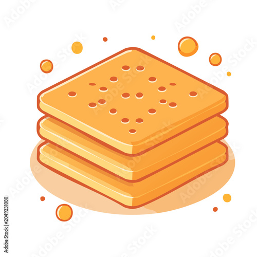 Stack of flat design crackers with orange dots