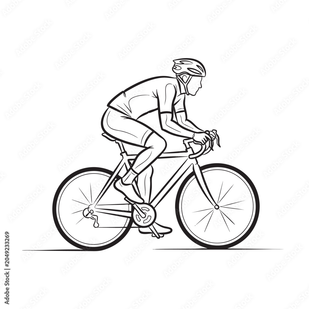 Naklejka premium cyclist riding a bicycle in a racing position