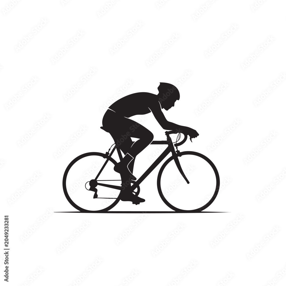 Fototapeta premium cyclist riding a bicycle silhouette minimal vector style