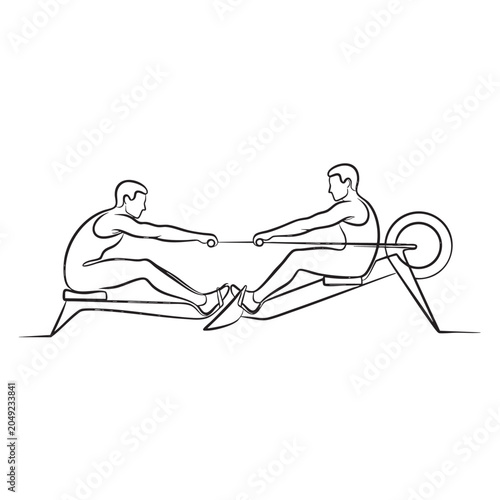 rowing machine with two people exercising