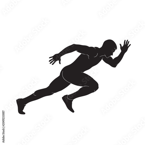 runner sprinting silhouette on white background, sport
