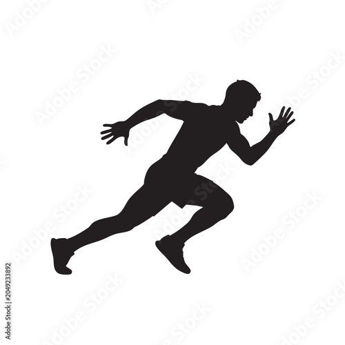 runner silhouette sprinting in dynamic action pose on white