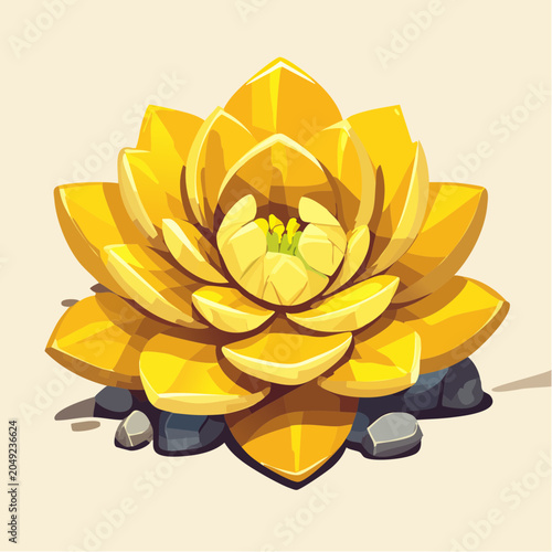 Yellow lotus flower with stones