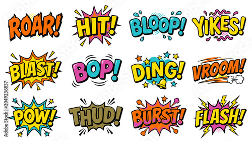 Action packed comic sound effects featuring Roar and Blast.