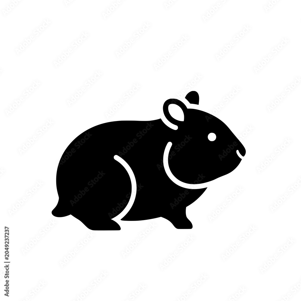 Fototapeta premium Cute Black Silhouette Pig Walking on White Background Minimalist Animal Illustration