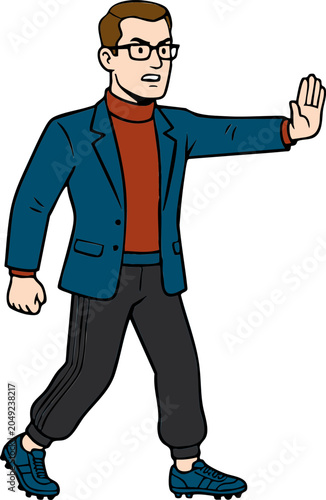 Football Coach Making Stop Gesture During Football Match
