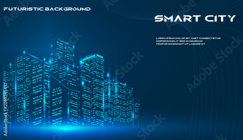 Digital Concept of Futuristic City Architecture and Smart City Urban Development