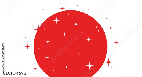 Foto Red Circle with White Sparkles Decoration.
