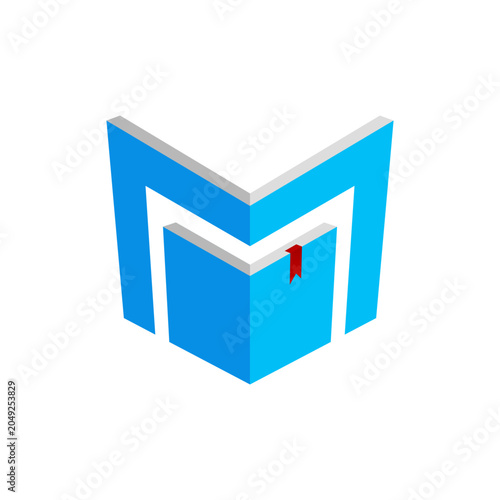 Open Book Letter M Logo Design