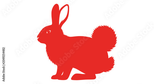 Принти на полотні Red silhouette of a rabbit standing.