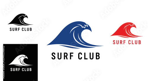 Tableau sur toile Surf Club Logo Wave Design.