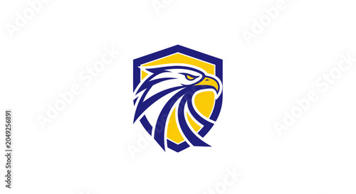 Cuadro en lienzo Eagle head logo with shield.