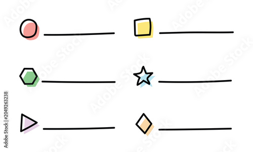 Vector Cute Hand Drawn Bullet Points Outline