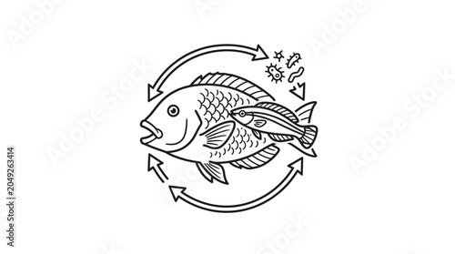 Obraz na plátně Detailed illustration of cleaner fish symbiotic interaction.