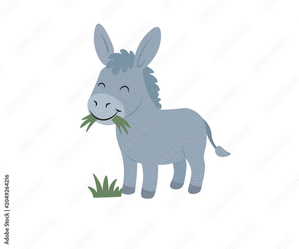Naklejka premium Illustration of a Happy Donkey Eating Grass