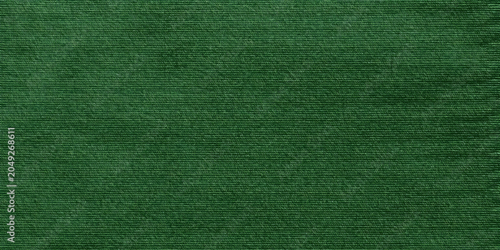 Fototapeta premium Green cloth fabric texture background. Seamless pattern material. Plain simple festive wallpaper design.