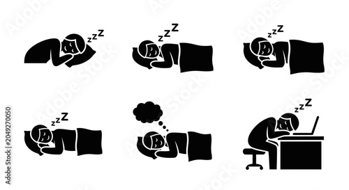 Bild auf Leinwand People Sleeping at Work Station.