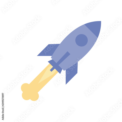 Rocket Launch Vector Illustration Isolated On White Background Asset