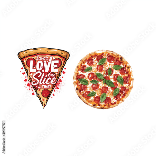 Valentine's day heart shaped pizza with heart shaped pepperoni on wooden board