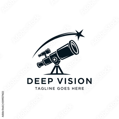 Inspiring telescope logo perfect for observatories, educational science programs, or futuristic technology companies aiming for broad vision.