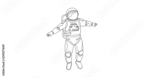 Photos Astronaut outline, isolated on white background, space exploration, zero gravity