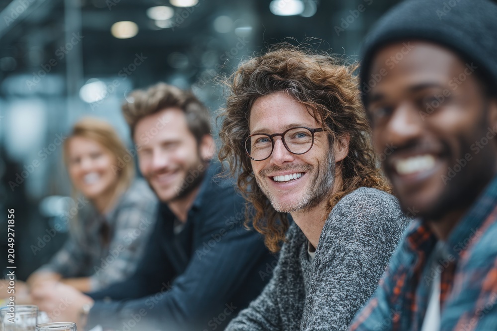 Obraz premium happy group of people smiling together