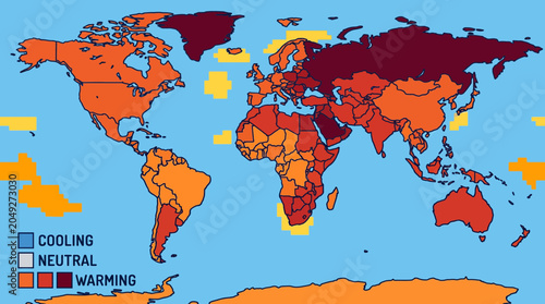 Fotografie Global Temperature Anomaly Map Showing Warming Trends