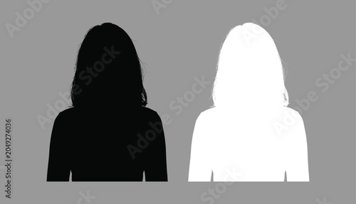 Female Person Silhouette Avatar in Black and White for User Profile or Placeholder Design