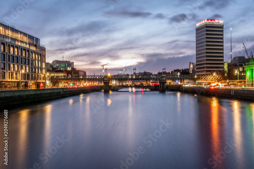 Photography Dublin River Liffey Reflections At Blue Hour