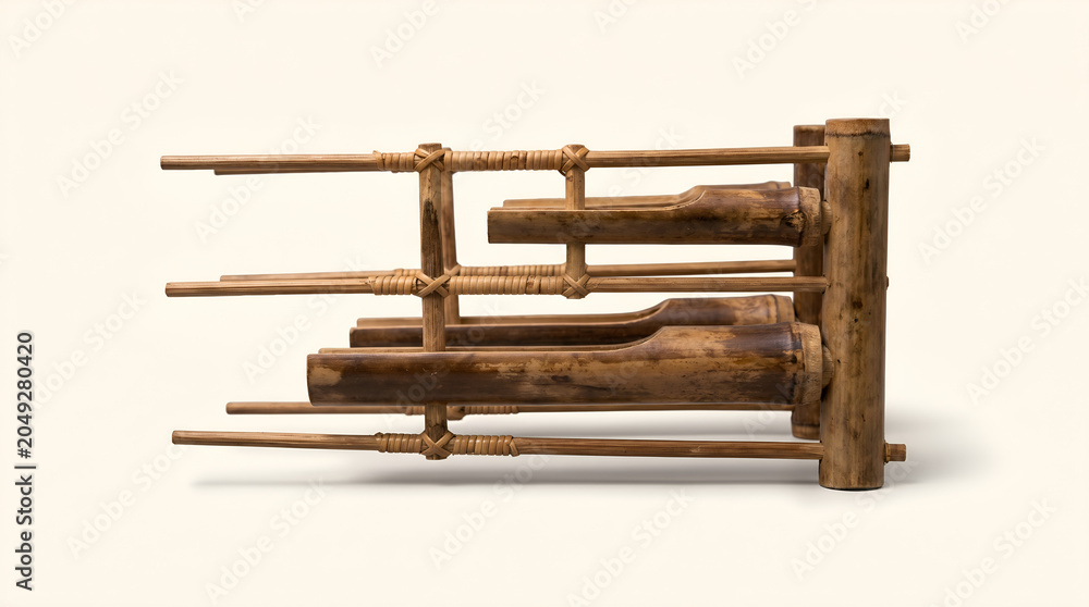 Fototapeta premium Traditional Indonesian Angklung Bamboo Musical Instrument Isolated on Clean Background