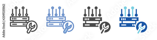 Server Maintenance Icon Set With Multiple Styles Vector Illustration