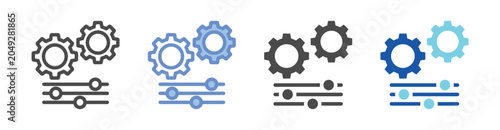 System Settings Icon Set With Multiple Styles Vector Illustration